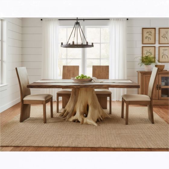 Dining Table: Some lifestyle images are created with AI for visualization purposes. Crafted from natural solid wood, each piece is unique and will vary.