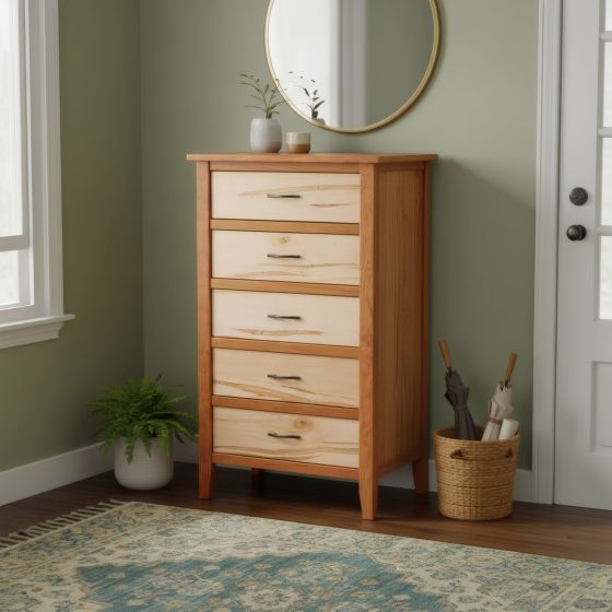 Lingerie Chest: Some lifestyle images are created with AI for visualization purposes. Crafted from natural solid wood, each piece is unique and will vary.