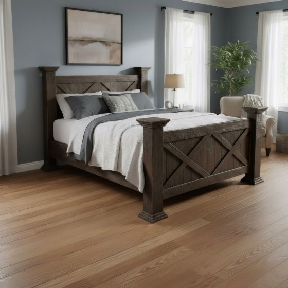 Rustic Bed: Some lifestyle images are created with AI for visualization purposes. Crafted from natural solid wood, each piece is unique and will vary.