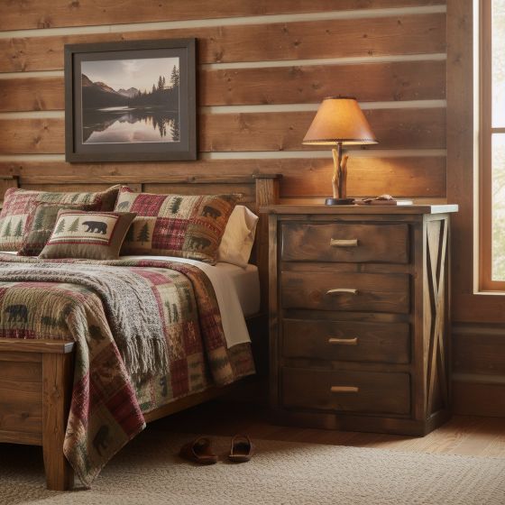 Rustic Drawer Chest: Some lifestyle images are created with AI for visualization purposes. Crafted from natural solid wood, each piece is unique and will vary.
