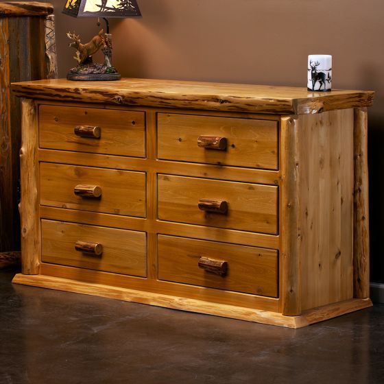 Cedar Lake Lodge 6 Drawer Dresser--Honey finish