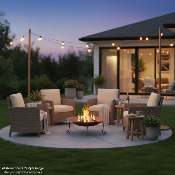 Copper Fire Pit: This image was generated or modified using AI for visualization purposes.