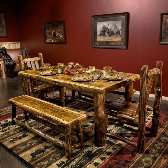 Yosemite Aspen & Barnwood Dining Table Package in Honey Finish