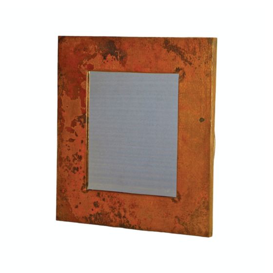 Austere Hammered Copper Mirror Frame