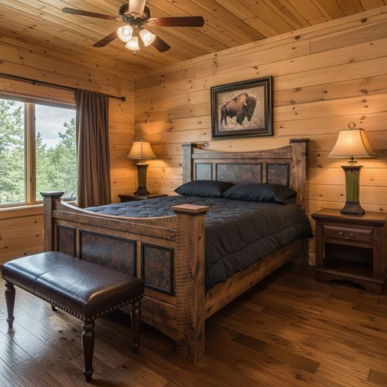 Triple Panel Bed: Some lifestyle images are created with AI for visualization purposes. Crafted from natural solid wood, each piece is unique and will vary.