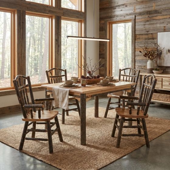 Hickory Arm Chair: Some lifestyle images are created with AI for visualization purposes. Crafted from natural solid wood, each piece is unique and will vary.