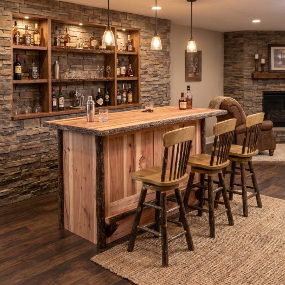 Hickory Stool: Some lifestyle images are created with AI for visualization purposes. Crafted from natural solid wood, each piece is unique and will vary.