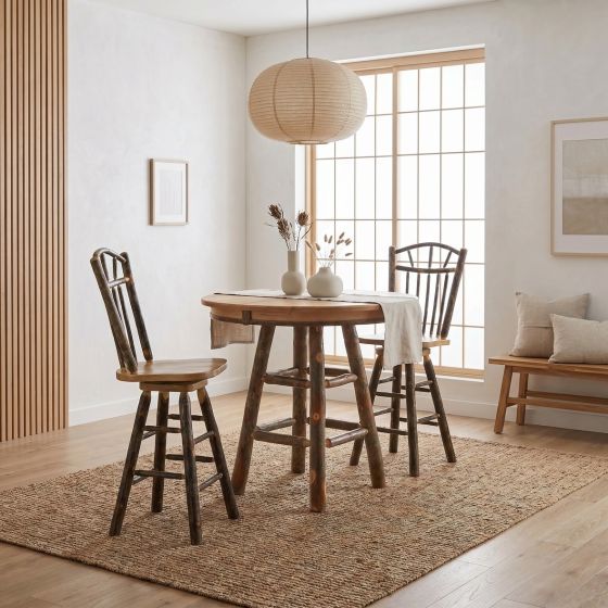 Hickory Stool: Some lifestyle images are created with AI for visualization purposes. Crafted from natural solid wood, each piece is unique and will vary.
