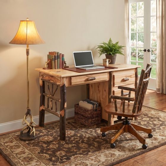 Rustic Student Desk: Some lifestyle images are created with AI for visualization purposes. Crafted from natural solid wood, each piece is unique and will vary.