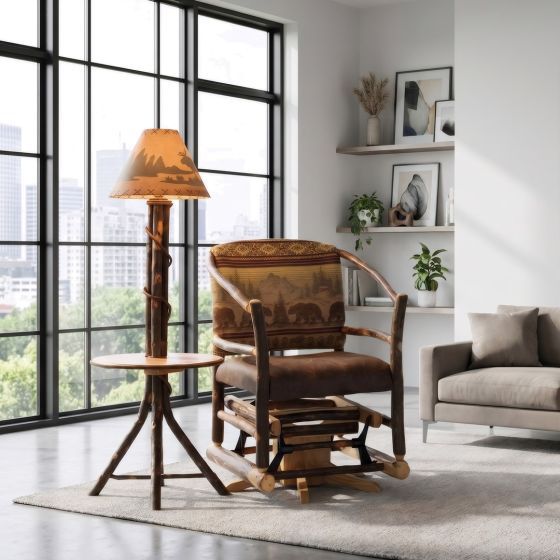 Hickory Swivel Chair: Some lifestyle images are created with AI for visualization purposes. Crafted from natural solid wood, each piece is unique and will vary.