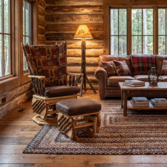 Hickory Rocker: Some lifestyle images are created with AI for visualization purposes. Crafted from natural solid wood, each piece is unique and will vary.