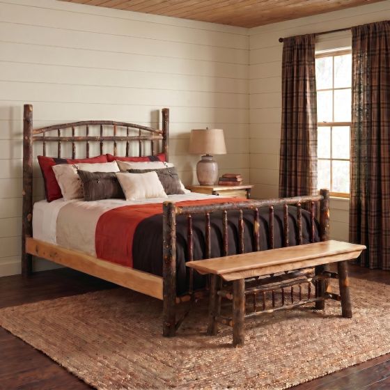 Hickory Bed: Some lifestyle images are created with AI for visualization purposes. Crafted from natural solid wood, each piece is unique and will vary.