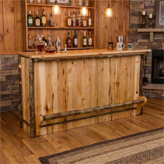 Rustic Bar: Some lifestyle images are created with AI for visualization purposes. Crafted from natural solid wood, each piece is unique and will vary.