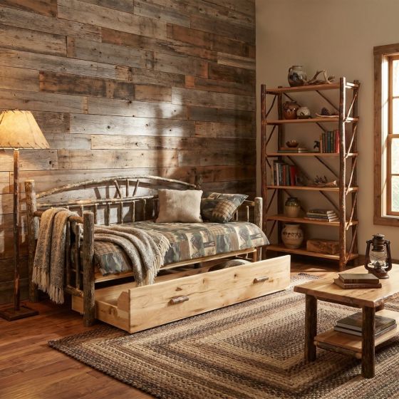 Hickory Trundle Bed: Some lifestyle images are created with AI for visualization purposes. Crafted from natural solid wood, each piece is unique and will vary.