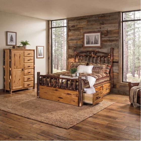 Hickory Chifforobe: Some lifestyle images are created with AI for visualization purposes. Crafted from natural solid wood, each piece is unique and will vary.