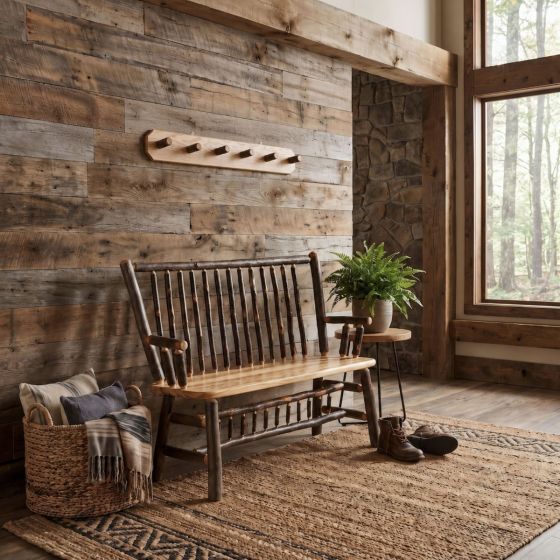 Hickory Wall Peg Rack: Some lifestyle images are created with AI for visualization purposes. Crafted from natural solid wood, each piece is unique and will vary.