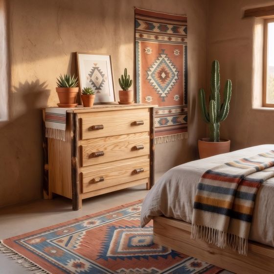 Hickory Chest of Drawers: Some lifestyle images are created with AI for visualization purposes. Crafted from natural solid wood, each piece is unique and will vary.