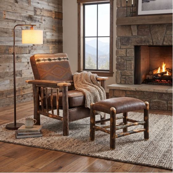 Rustic Living Room Chair: Some lifestyle images are created with AI for visualization purposes. Crafted from natural solid wood, each piece is unique and will vary.