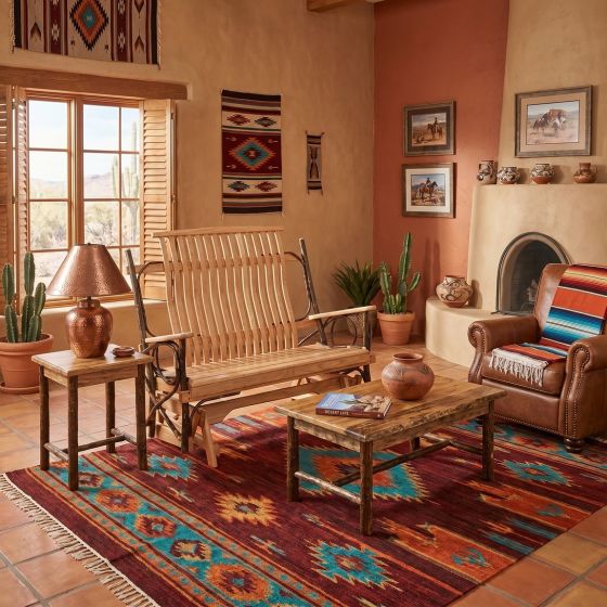 Hickory Log Glider: Some lifestyle images are created with AI for visualization purposes. Crafted from natural solid wood, each piece is unique and will vary.