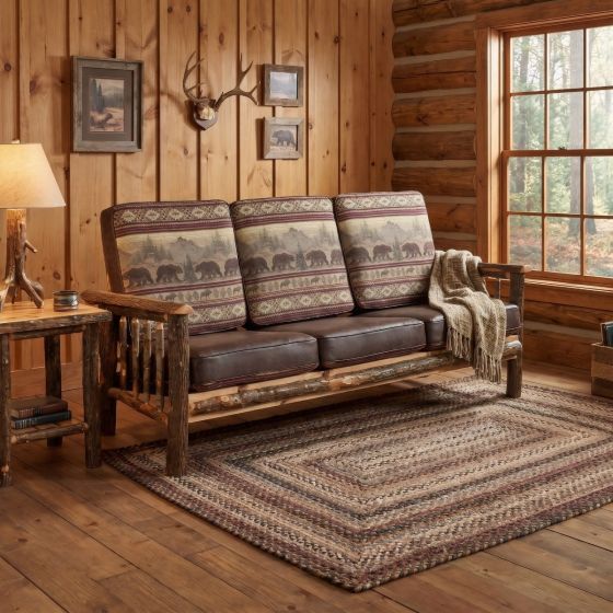 Hickory Sofa: Some lifestyle images are created with AI for visualization purposes. Crafted from natural solid wood, each piece is unique and will vary.