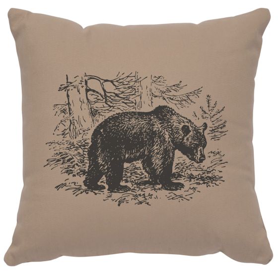 Bear Scene Decor Pillow - Alabaster Cotton