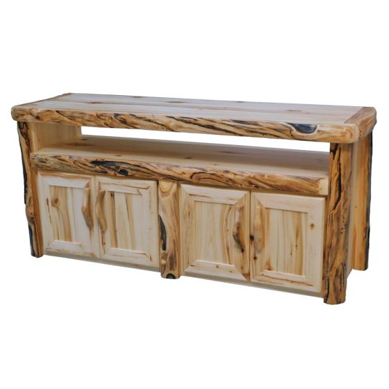 Beartooth Aspen Log TV Stand - Flat Front - 60" - Wild Panel & Gnarly Log