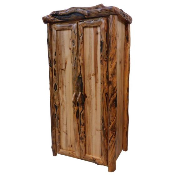 Beartooth Aspen Log Wardrobe - Flat Front - 39"W - Natural Panel & Gnarly Logs
