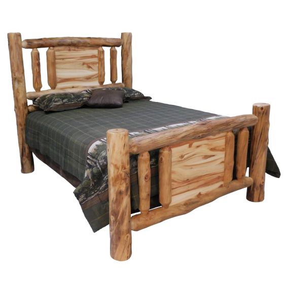 Beartooth Aspen Mountain Lakes Traditional Log Beds - Queen - Wild Panel & Natural Log