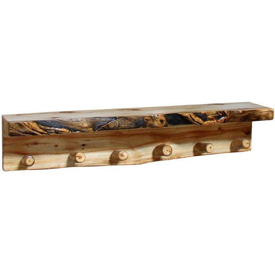Beartooth Aspen Timberline Wall Shelf Coat Rack - 48" - Wild Panel & Gnarly Log