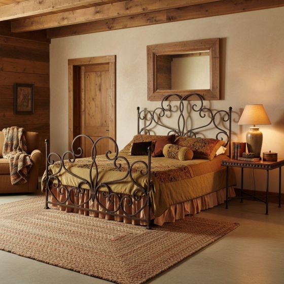 Copper Bed Frame: Some lifestyle images are created with AI for visualization purposes. Crafted from natural solid wood, each piece is unique and will vary.