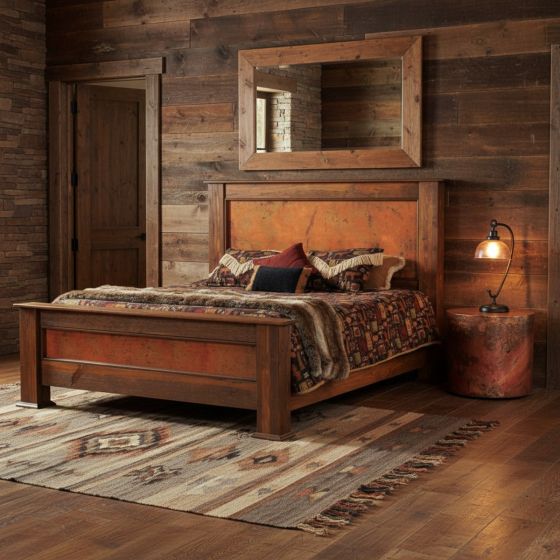 Copper Bed: Some lifestyle images are created with AI for visualization purposes. Crafted from natural solid wood, each piece is unique and will vary.