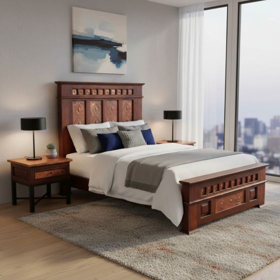 Copper Bed: Some lifestyle images are created with AI for visualization purposes. Crafted from natural solid wood, each piece is unique and will vary.