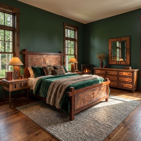 Copper Bed: Some lifestyle images are created with AI for visualization purposes. Crafted from natural solid wood, each piece is unique and will vary.