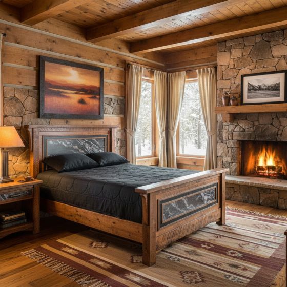 Farmhouse Bedroom Decor: Some lifestyle images are created with AI for visualization purposes. Crafted from natural solid wood, each piece is unique and will vary.