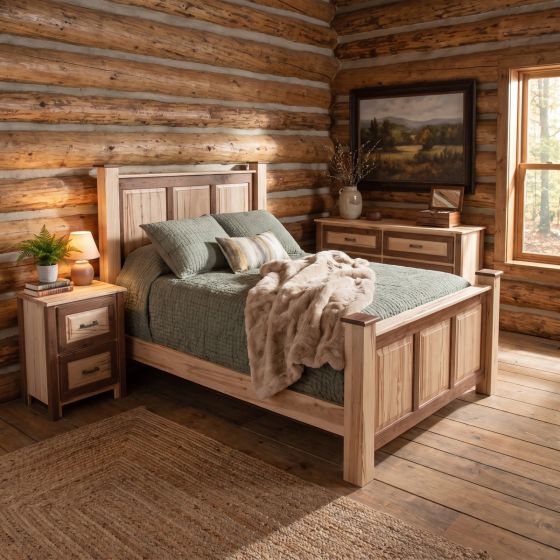 Triple Panel Bed: Some lifestyle images are created with AI for visualization purposes. Crafted from natural solid wood, each piece is unique and will vary.