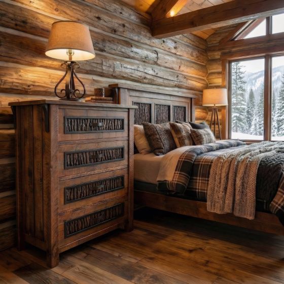Rustic Chest Of Drawers: Some lifestyle images are created with AI for visualization purposes. Crafted from natural solid wood, each piece is unique and will vary.