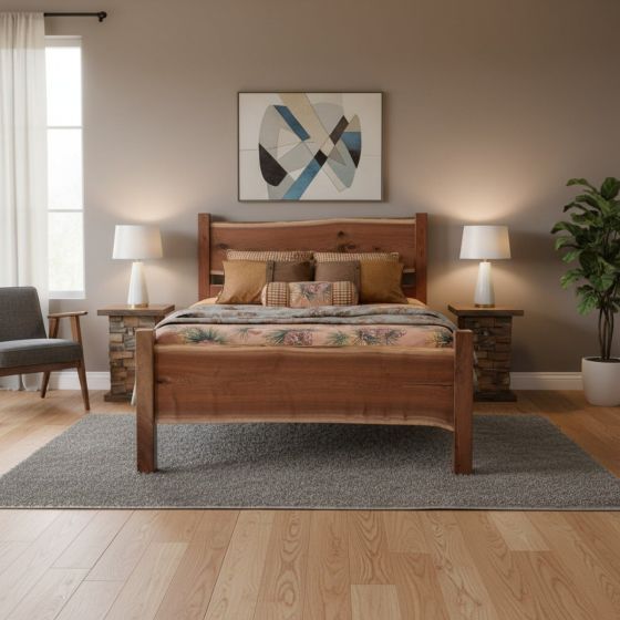 Live Edge Bed: Some lifestyle images are created with AI for visualization purposes. Crafted from natural solid wood, each piece is unique and will vary.