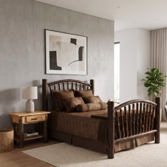 Hickory Nightstand: Some lifestyle images are created with AI for visualization purposes. Crafted from natural solid wood, each piece is unique and will vary.