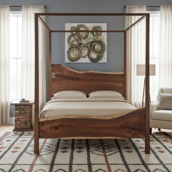 Modern Bed: Some lifestyle images are created with AI for visualization purposes. Crafted from natural solid wood, each piece is unique and will vary.