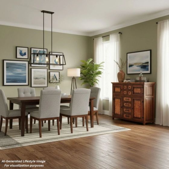 Rustic Copper Credenza: This image was generated or modified using AI for visualization purposes.