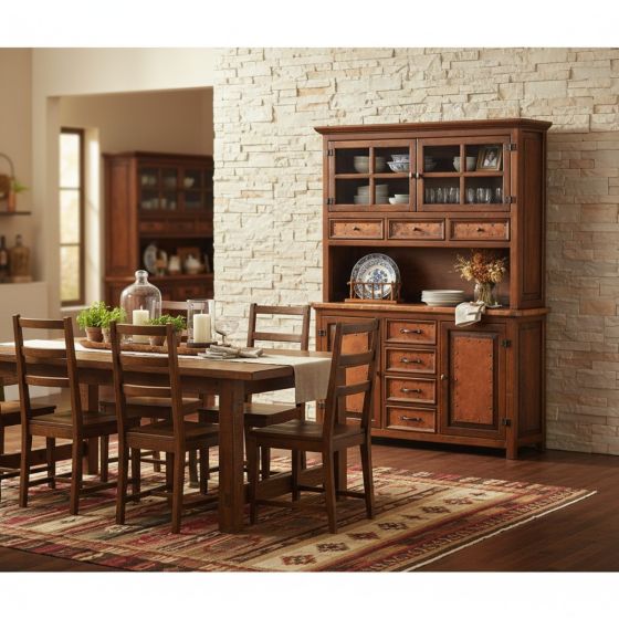 Rustic Buffet and Hutch: Some lifestyle images are created with AI for visualization purposes. Crafted from natural solid wood, each piece is unique and will vary.