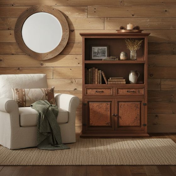 Rustic Cabinet: Some lifestyle images are created with AI for visualization purposes. Crafted from natural solid wood, each piece is unique and will vary.