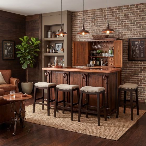 Copper Bar: Some lifestyle images are created with AI for visualization purposes. Crafted from natural solid wood, each piece is unique and will vary.
