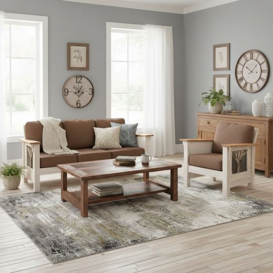 Barn Wood Coffee Table: Some lifestyle images are created with AI for visualization purposes. Crafted from natural solid wood, each piece is unique and will vary.
