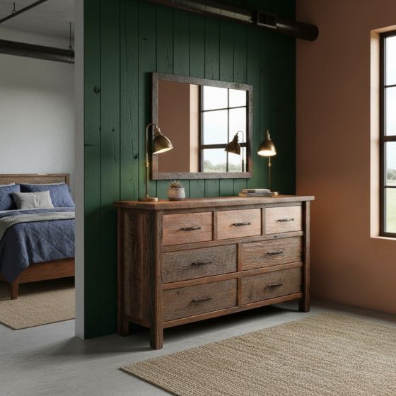 Barnwood Dresser: Some lifestyle images are created with AI for visualization purposes. Crafted from natural solid wood, each piece is unique and will vary.
