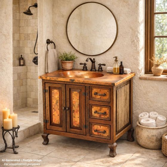 Copper Vanity: This image was generated or modified using AI for visualization purposes.