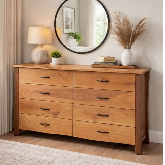 8 Drawer Dresser: Some lifestyle images are created with AI for visualization purposes. Crafted from natural solid wood, each piece is unique and will vary.