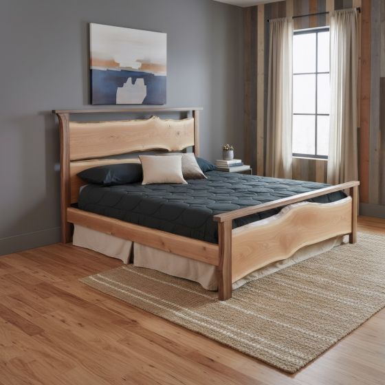 Live Edge Bed: Some lifestyle images are created with AI for visualization purposes. Crafted from natural solid wood, each piece is unique and will vary.