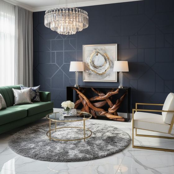 Modern Console Table: Some lifestyle images are created with AI for visualization purposes. Crafted from natural solid wood, each piece is unique and will vary.