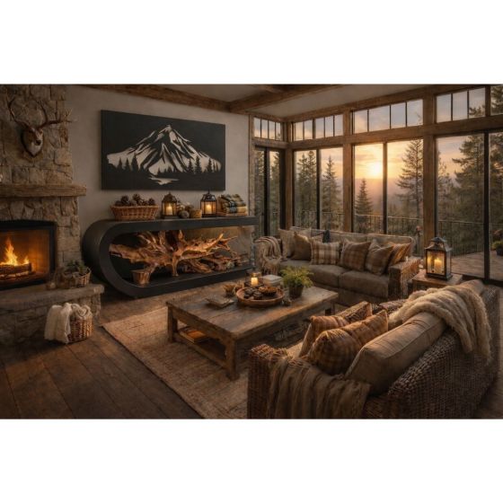 Sculpted Wood Console: Some lifestyle images are created with AI for visualization purposes. Crafted from natural solid wood, each piece is unique and will vary.